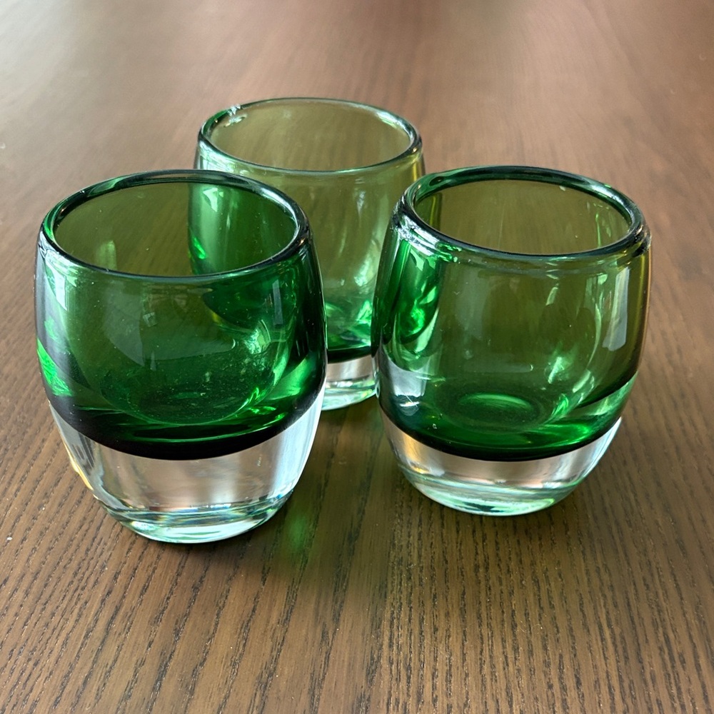 CRATE & BARREL - Diva Emerald Green Votive Candle Holders -Set of 3